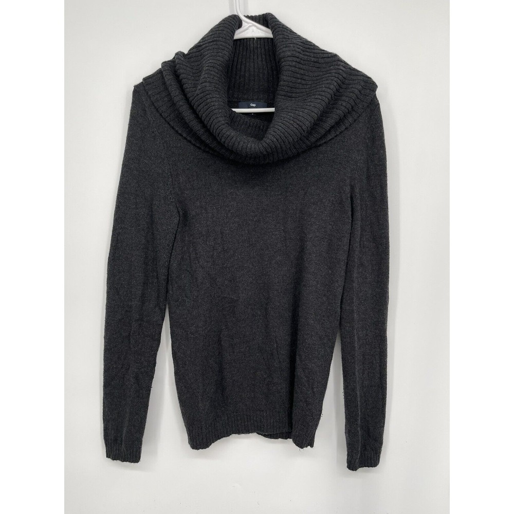 Gap Medium Cowl Neck Sweater‎ Womens Charcoal Gray Excellent Wool Blend Knit